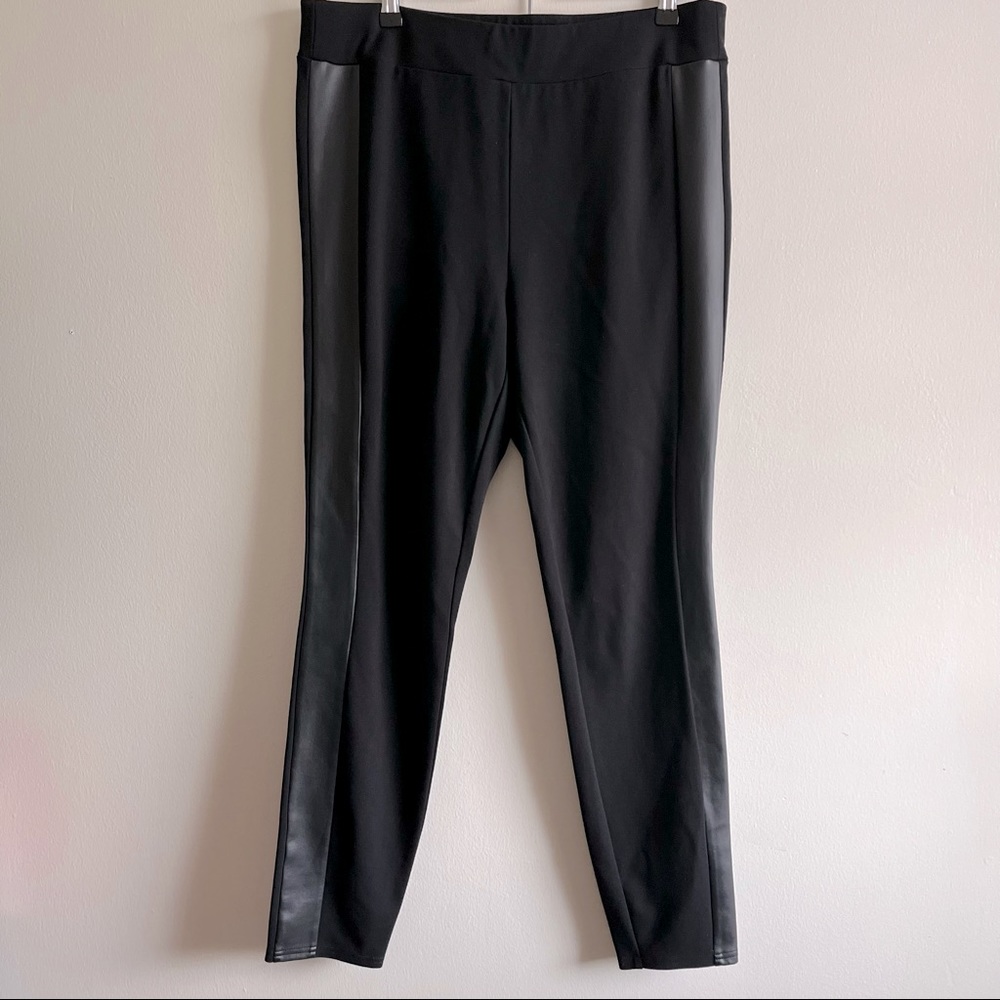 Faux Leather Panel Black Leggings